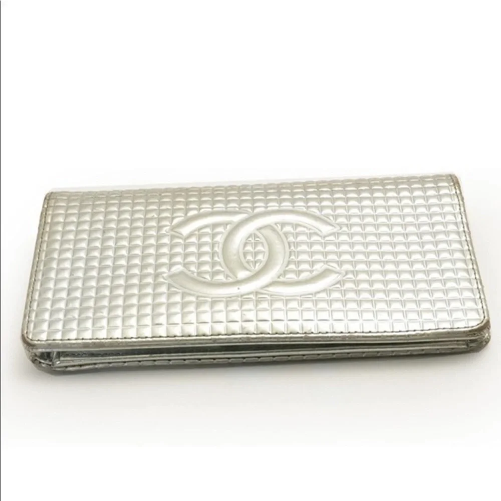 Chanel Silver Metallic Paten Leather Wall…